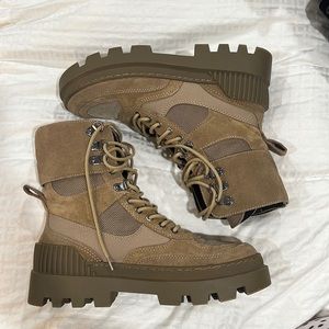 ZARA Laced Khaki Ankle Boots